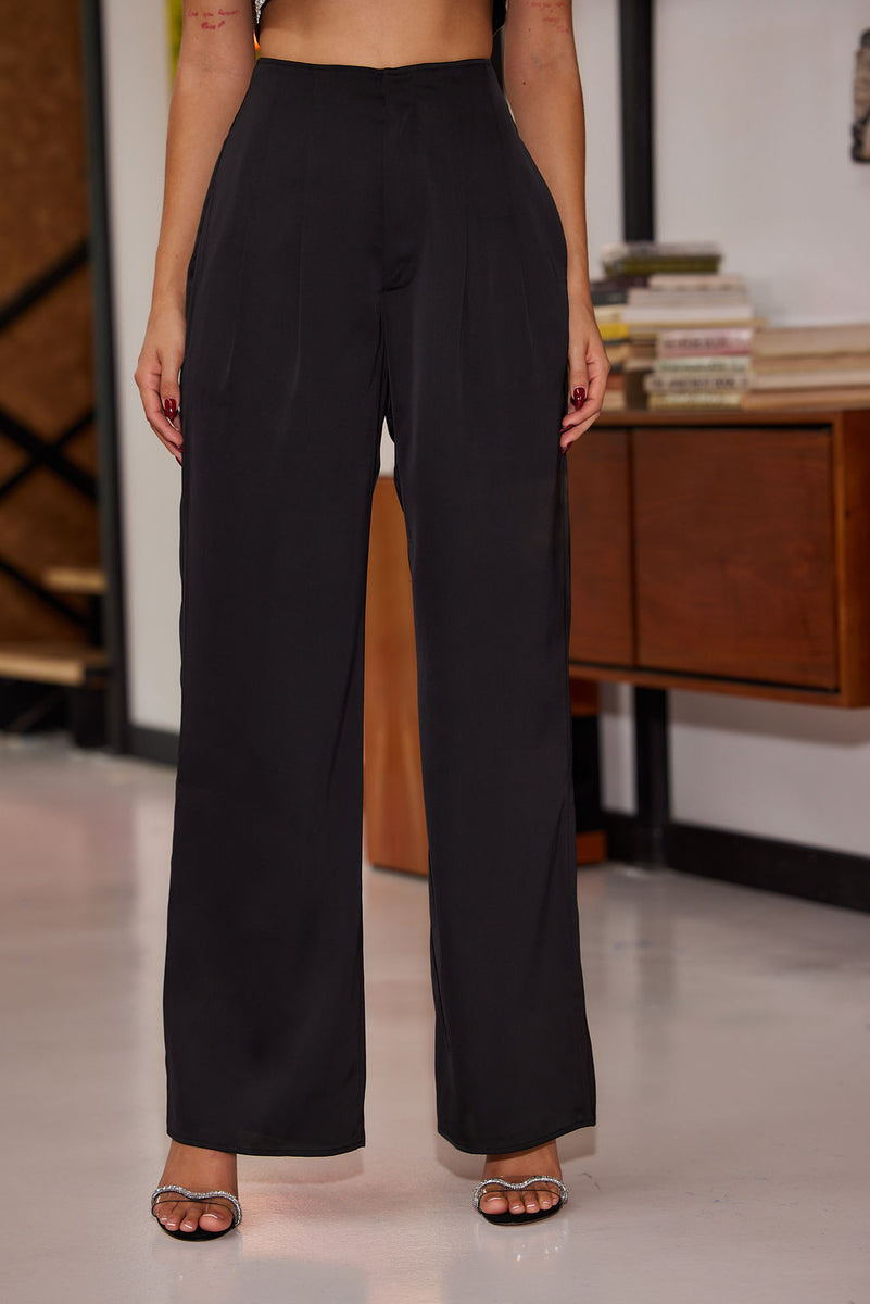 Halley Black Satin Trousers