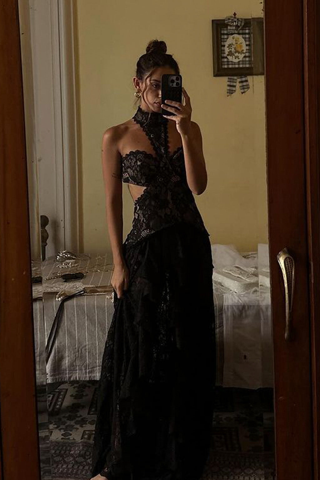 Black outlet Lace Maxi Gown