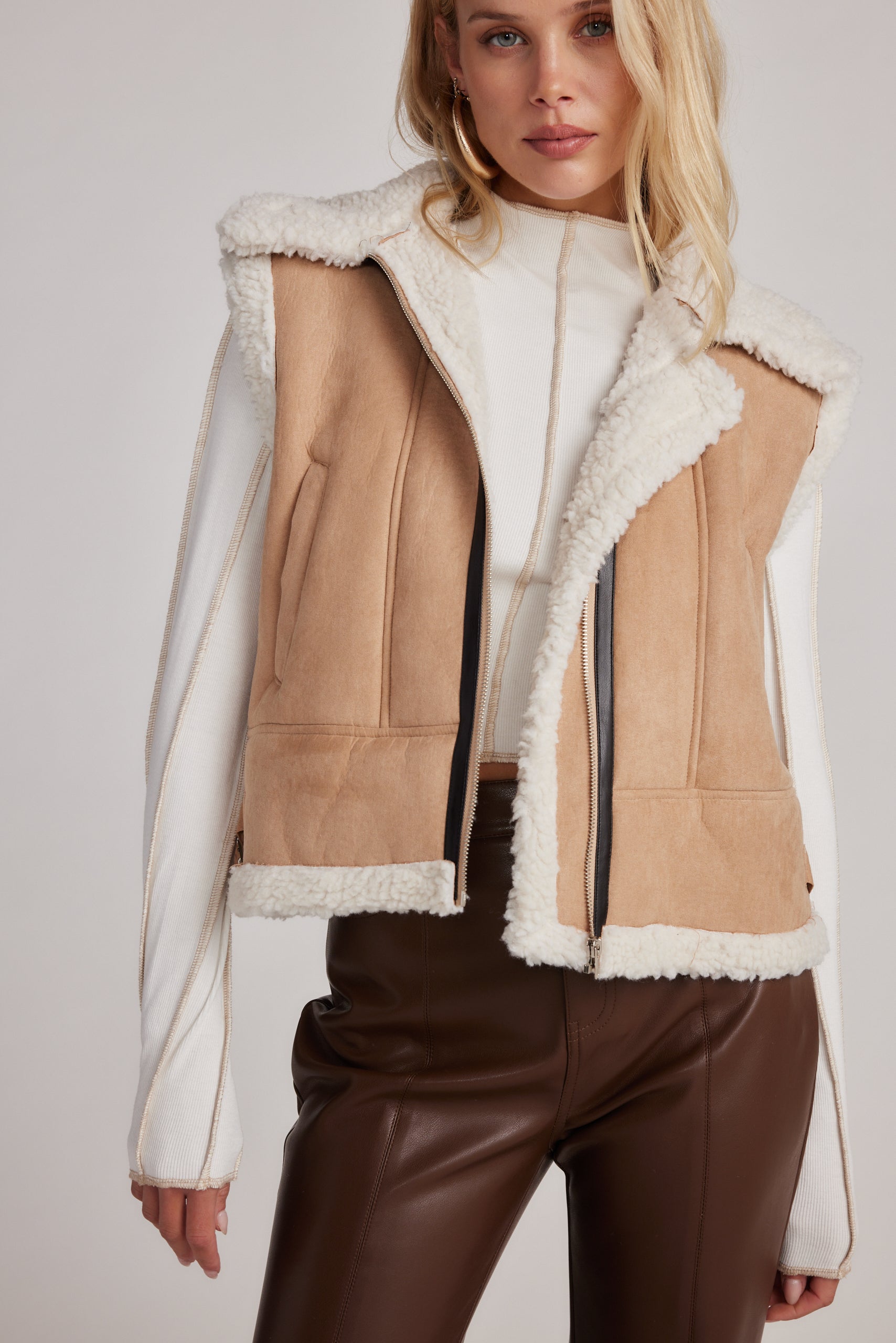 Sherpa zip cheap up vest