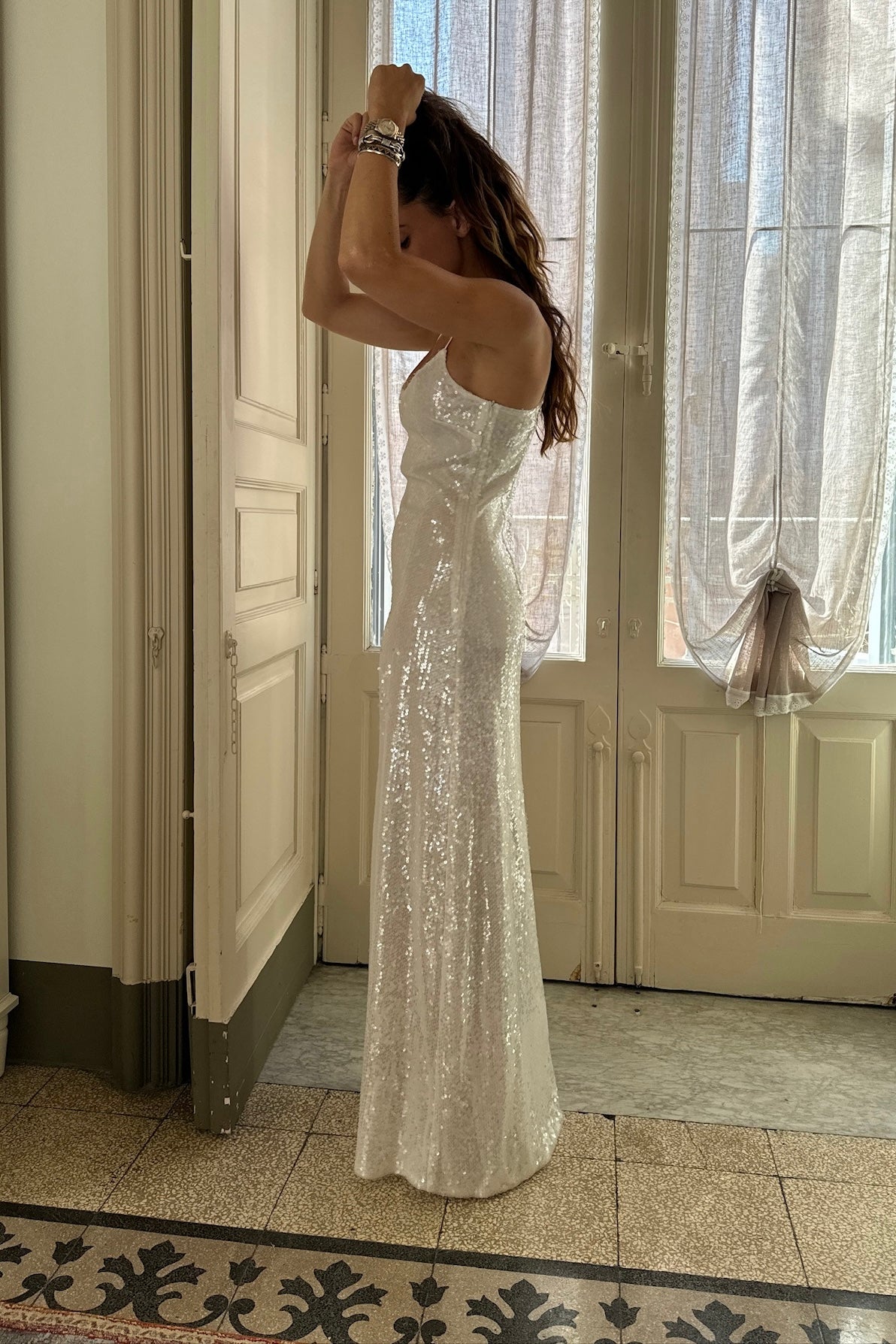 Gardenia White Sequin Maxi Dress – 12th Tribe