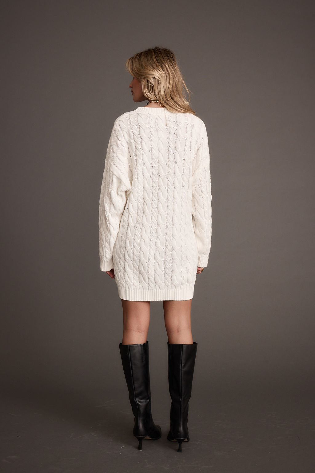 Beck Cable Knit Mini Sweater Dress