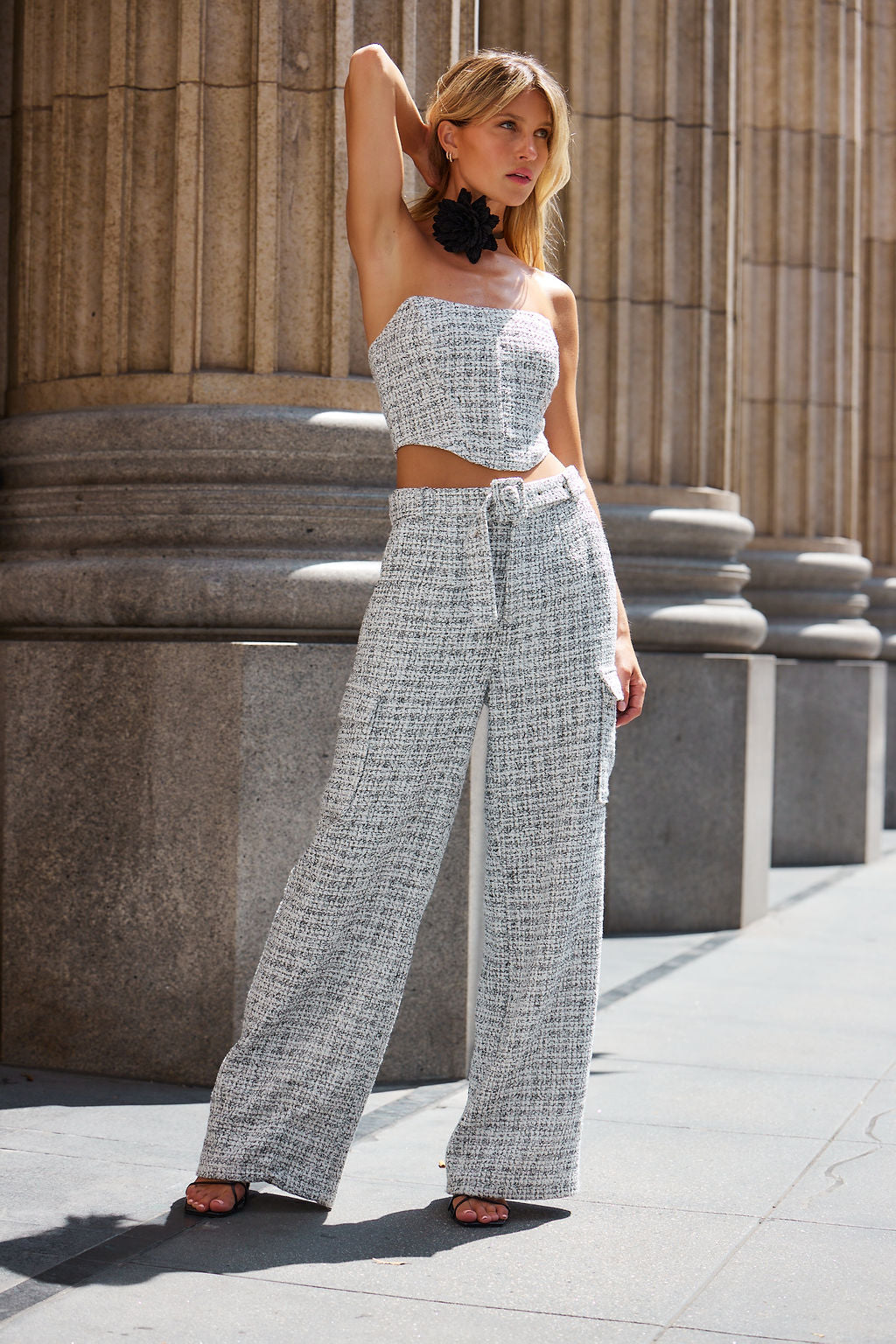 Make an epic statement in our Sequin Silver Flare Pants. These