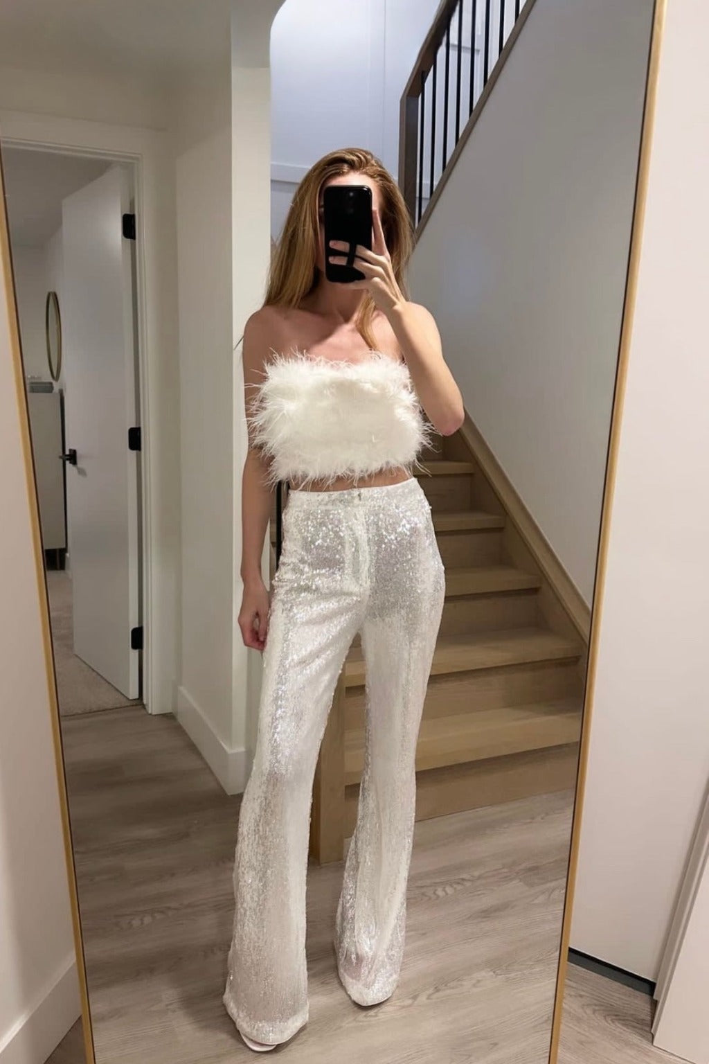 Genevieve White Sequin Trousers – 12th Tribe
