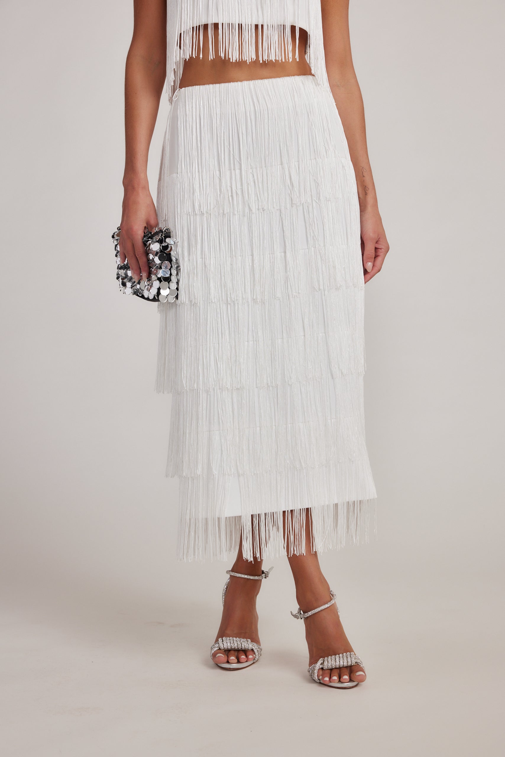 Gatsby White Fringe Midi Skirt – 12th Tribe