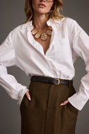 Gisele White Poplin Button Down