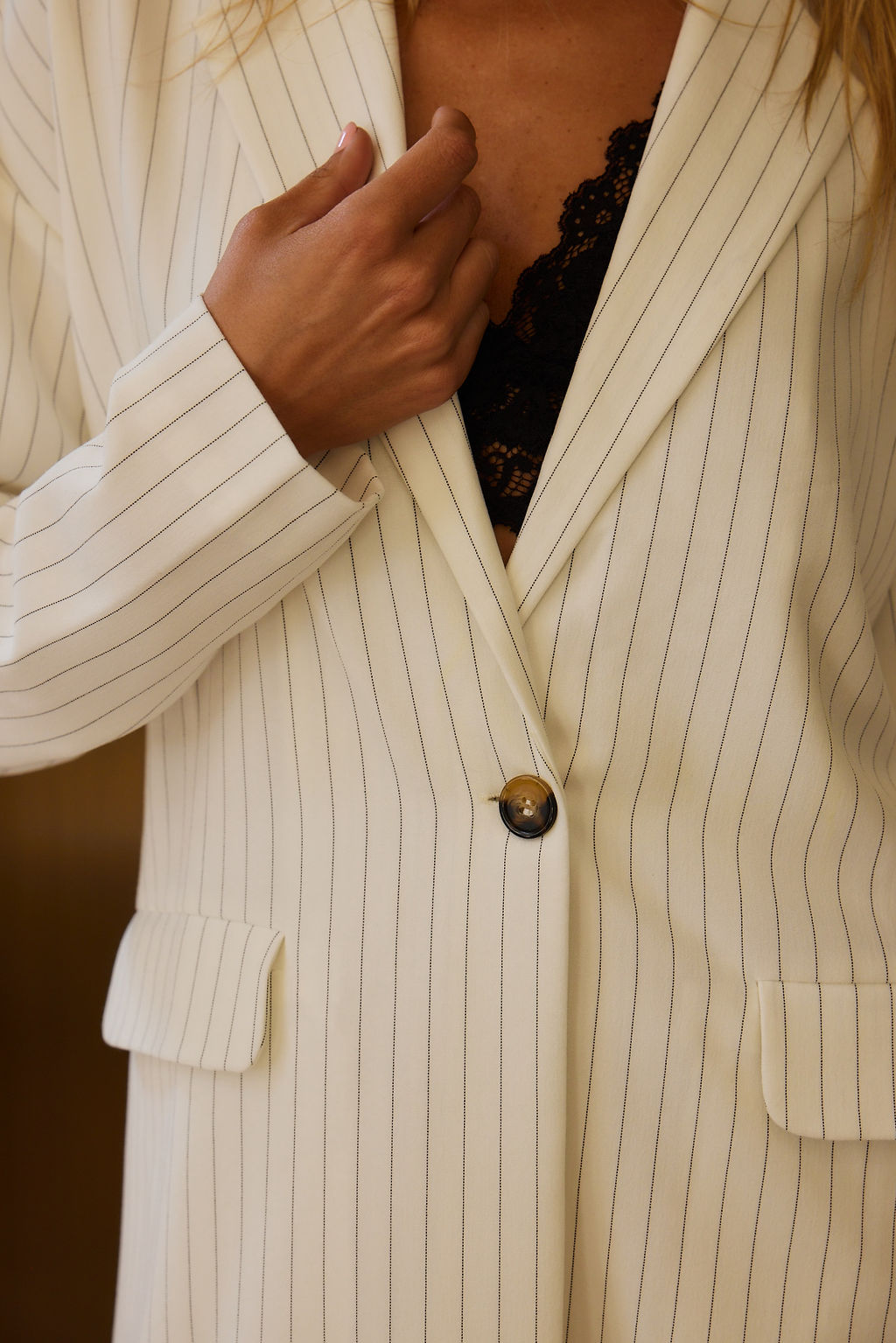 Cream pinstripe outlet blazer