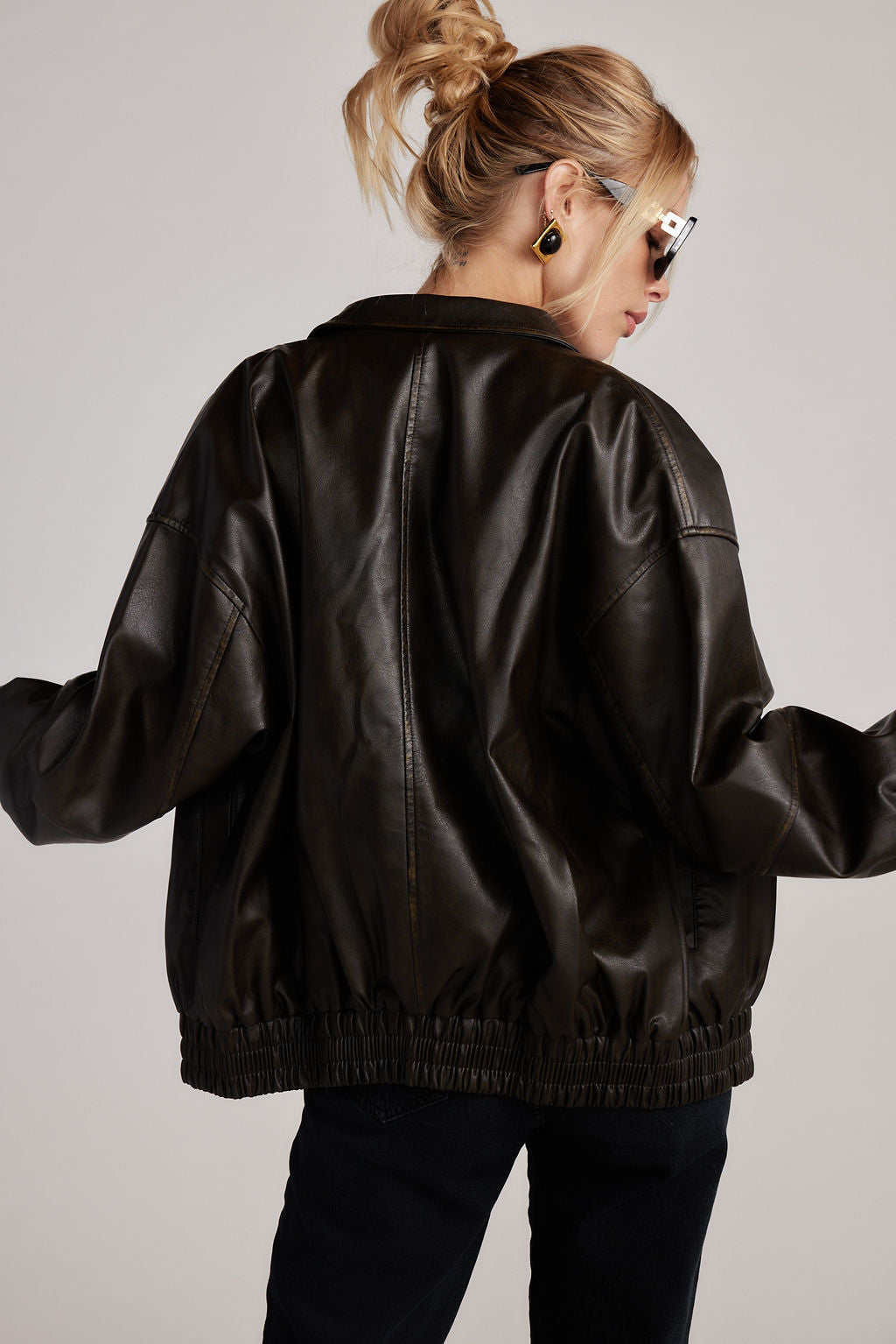 London Calling Brown Oversized Faux Leather Jacket