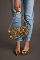 Lucy Brown Beaded Spotted Print Bag