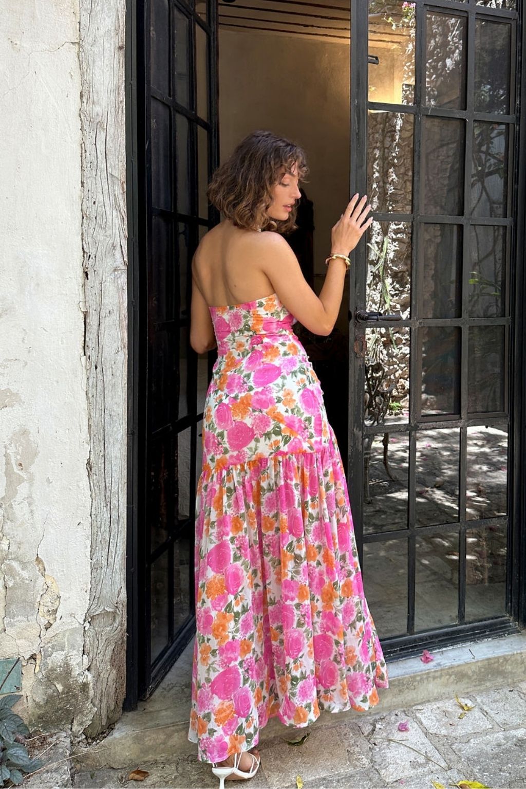 LaBelle Strapless Drop Waist Pink Floral Maxi Dress – 12th Tribe