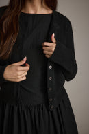 Mindy Black Crew Neck Cardigan