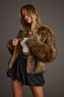 Misty Brown Faux Fur Coat