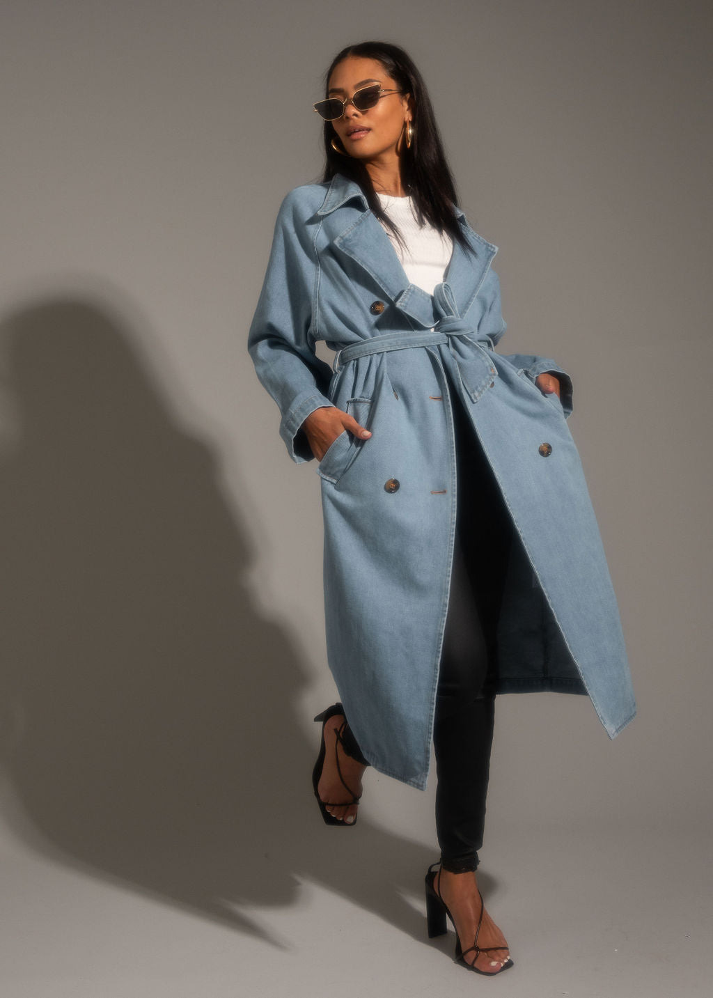 Womens light outlet blue trench coat