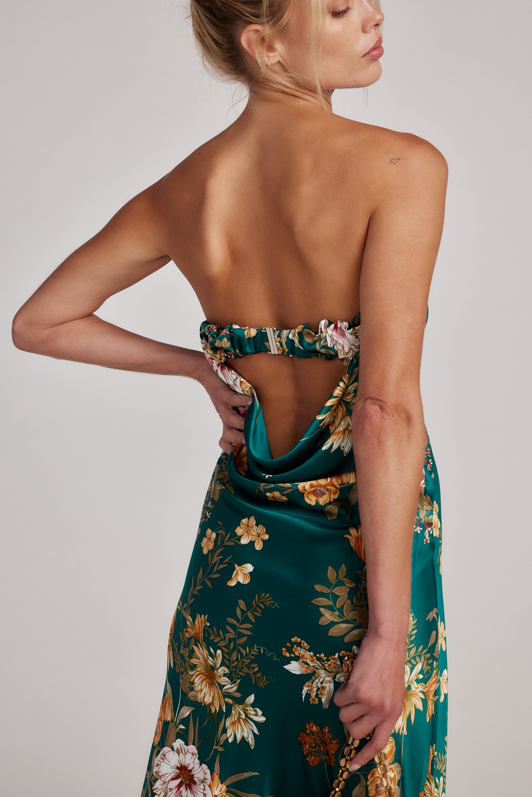 Natalia Emerald Floral Strapless Maxi Dress – 12th Tribe