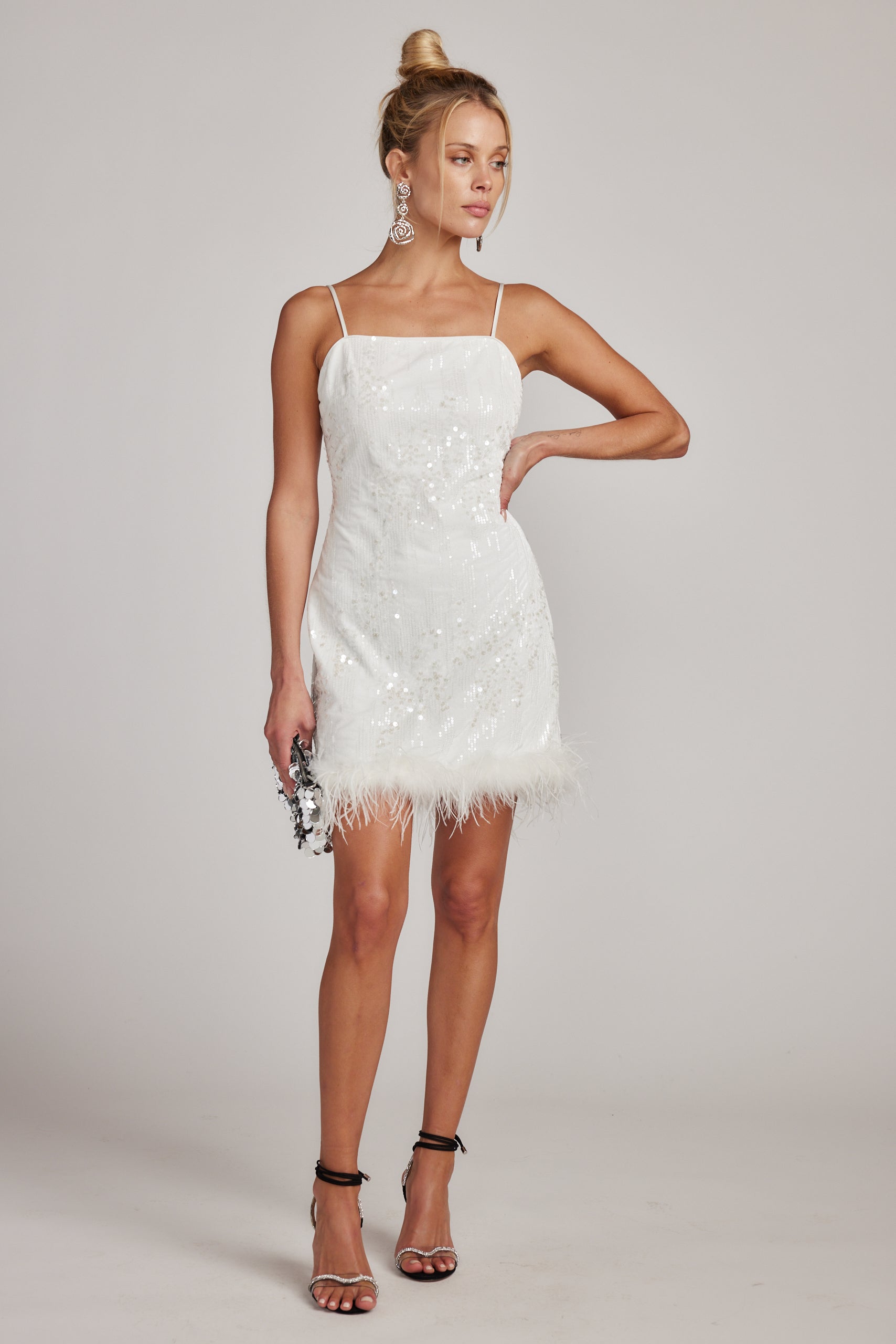 Short white hotsell embellished dress