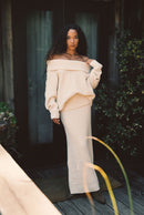 Pamela Beige Sweater Maxi Skirt