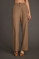 Virginia Taupe Seamed Slim Leg Trousers