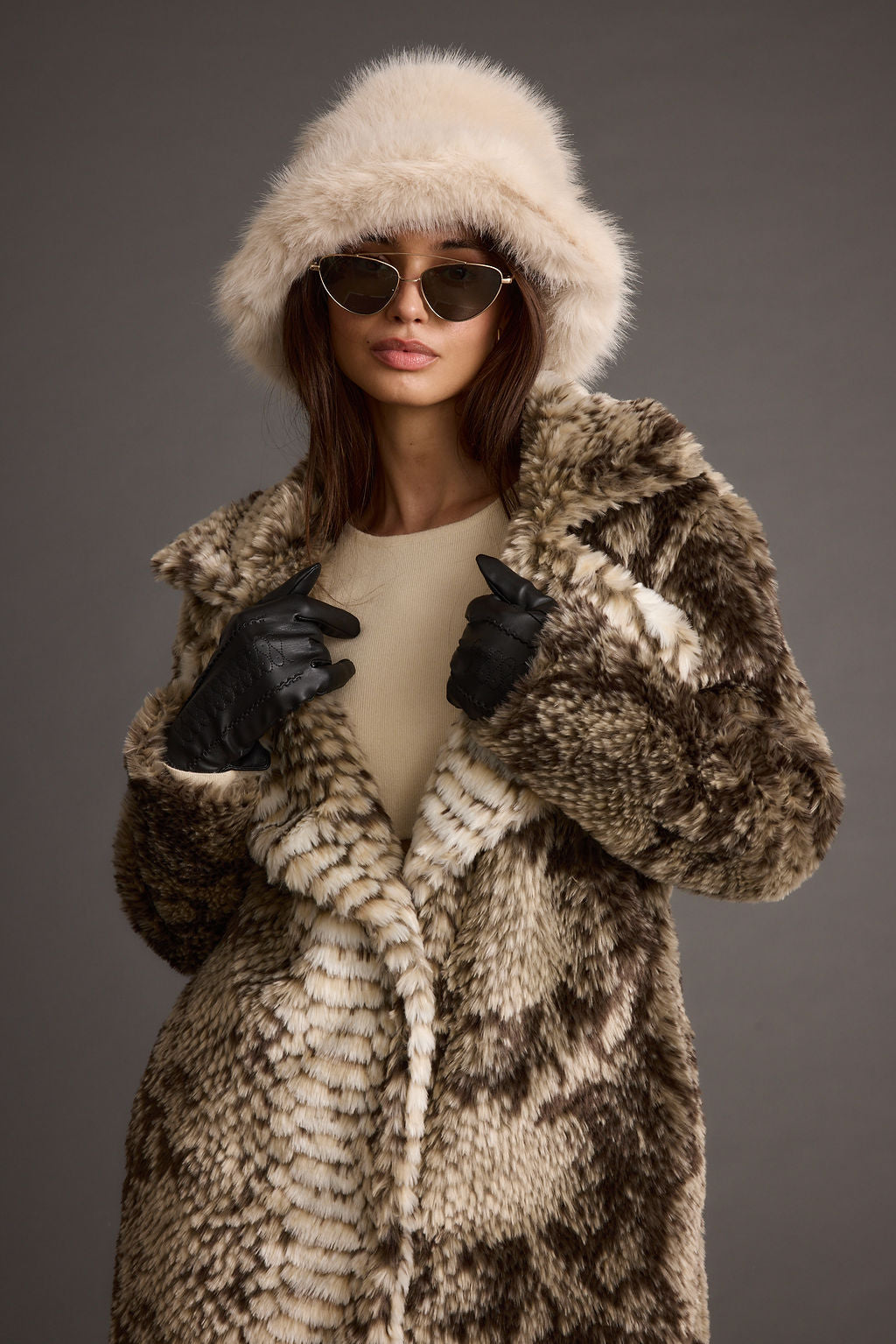 Vivienne Grey Snake Faux Fur Jacket