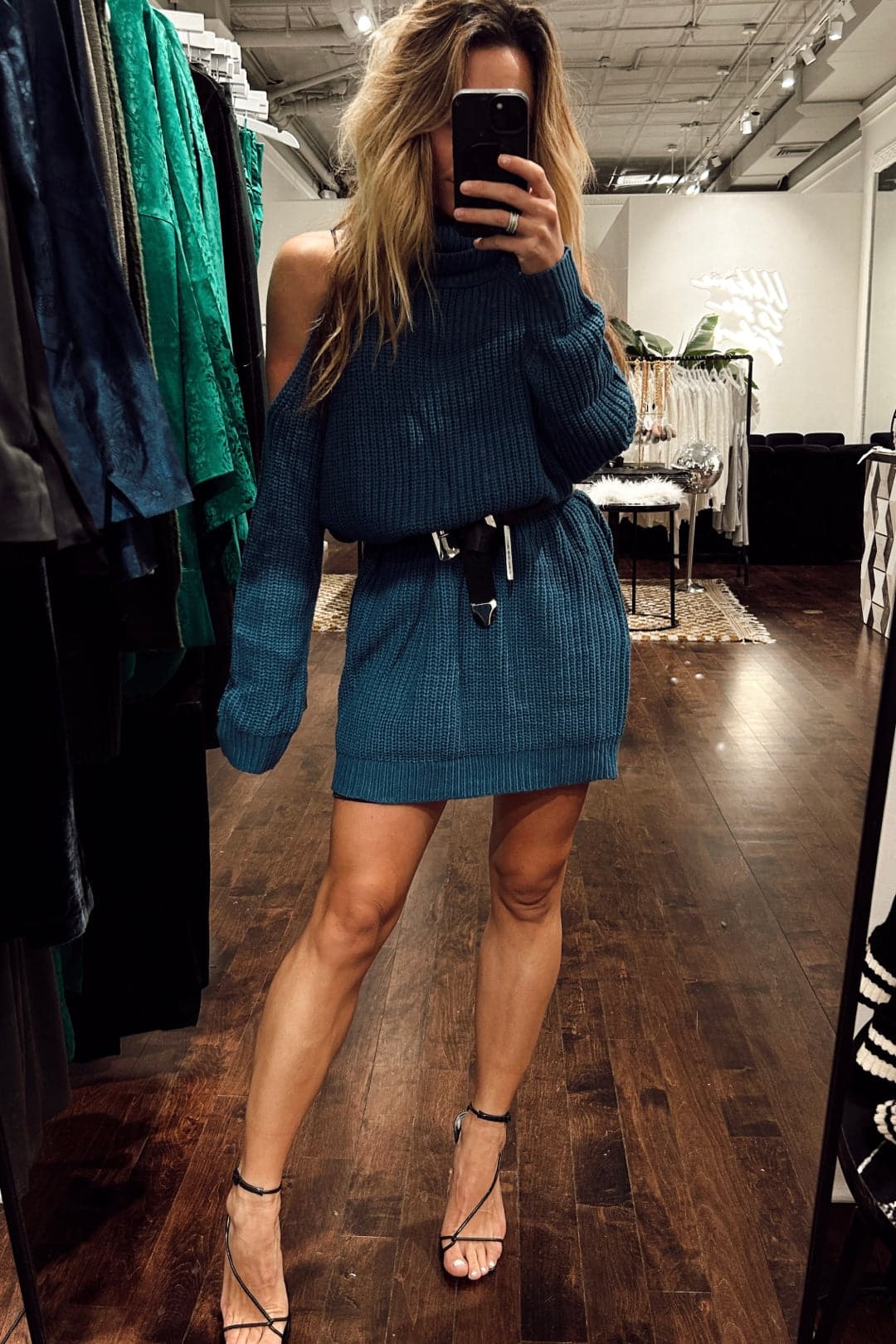 Teal hot sale jumper dress