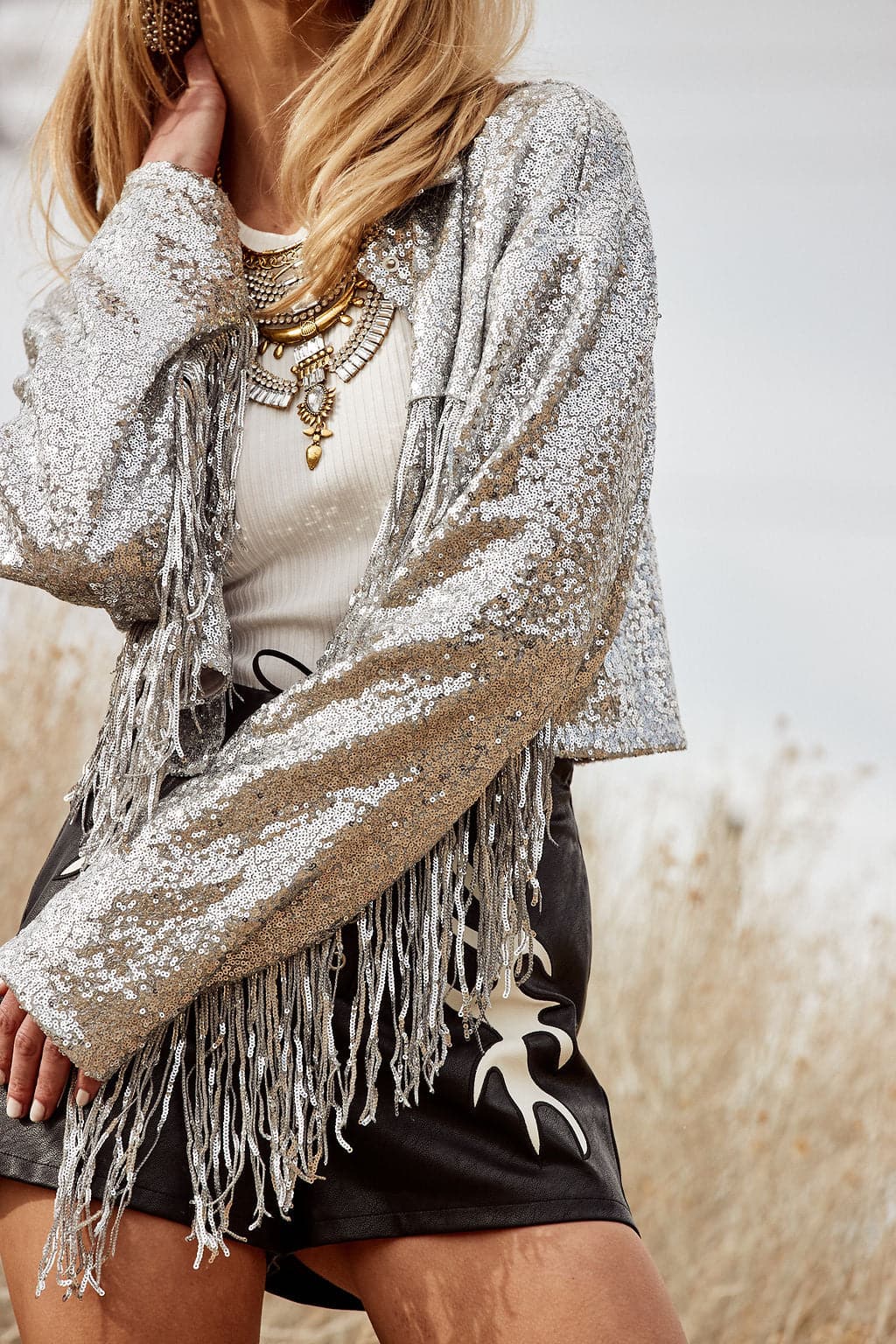 Silver sequin outlet coat